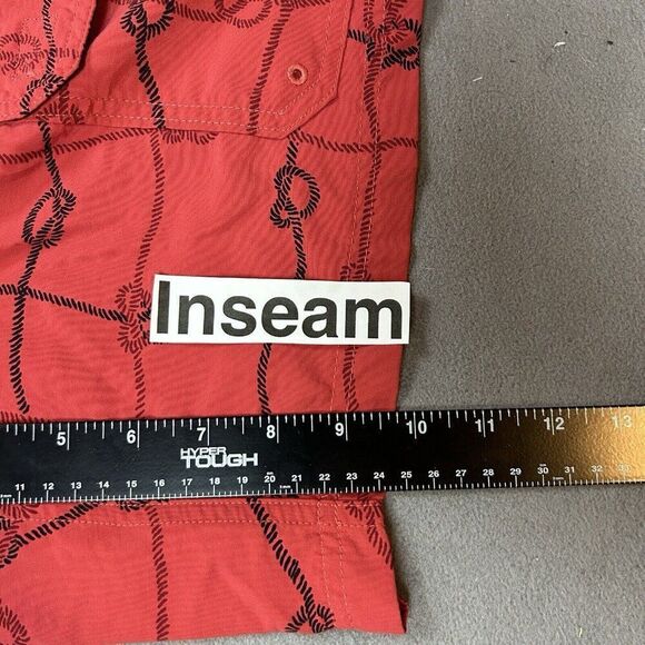 LL Bean Swim Trunks Mens‎ Sz Medium Lined Shorts Red Drawstring 9” Inseam Knots - Picture 6 of 9